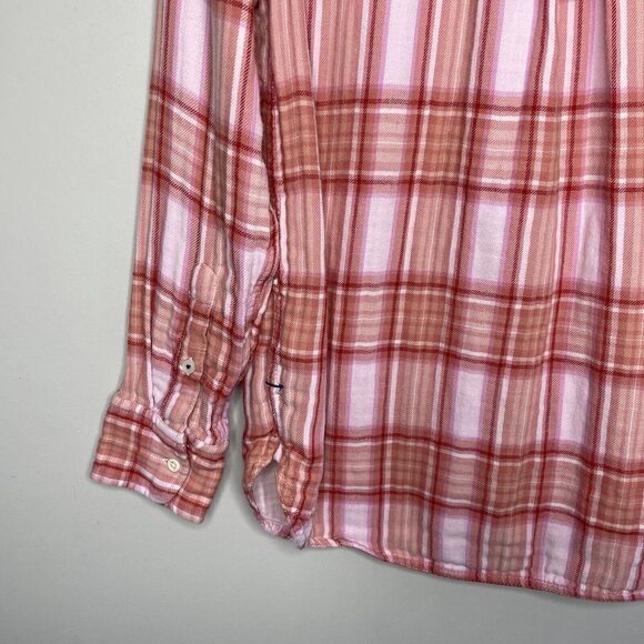 J CREW Shirt Womens 4 Pink Plaid Double-Weave Cotton Button-Up Classic-Fit - Picture 6 of 9